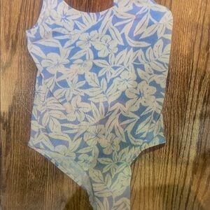 Floral Blue and White Swimsuit